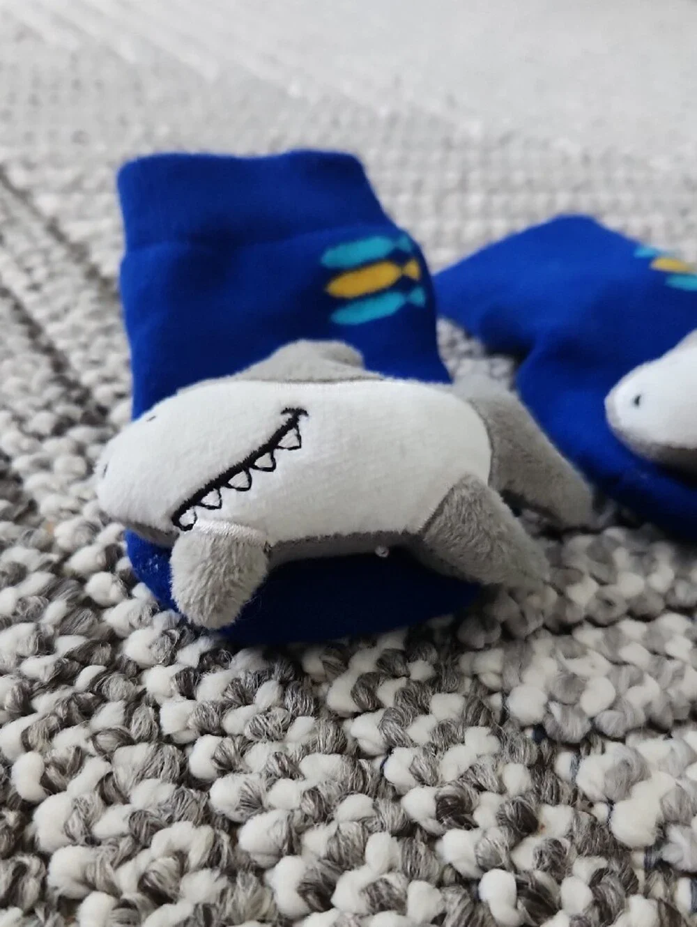 Boogie Toes Blue Shark Rattle Baby Socks